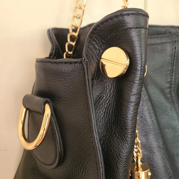 Jose Hess Signature Leather Hobo Bag – Black with Gold Hardware - Picture 4 of 12